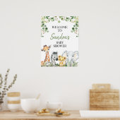 Eucalyptus Safari Animaux Baby shower Affiche de b (Cuisine)
