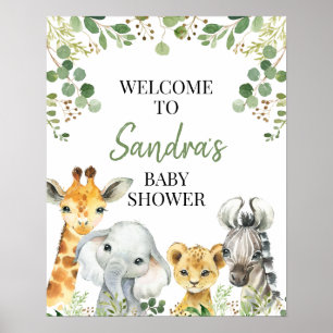Eucalyptus Safari Baby shower Affiche de bienvenue