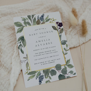Eucalyptus & Sage-Baby shower Folie Uitnodiging