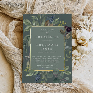 Eucalyptus & Sage Baptism of Christening Folie Uitnodiging