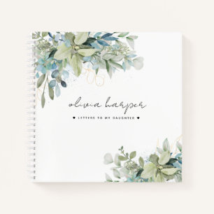 Eucalyptus Sage Blue Letters voor Mijn dochtergehe Notitieboek