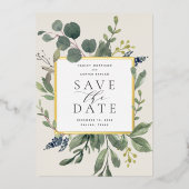 Eucalyptus & Sage Foil Enregistrer la carte Date (Recto)