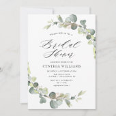eucalyptus sage green bridal - doucheuitnodiging kaart (Voorkant)