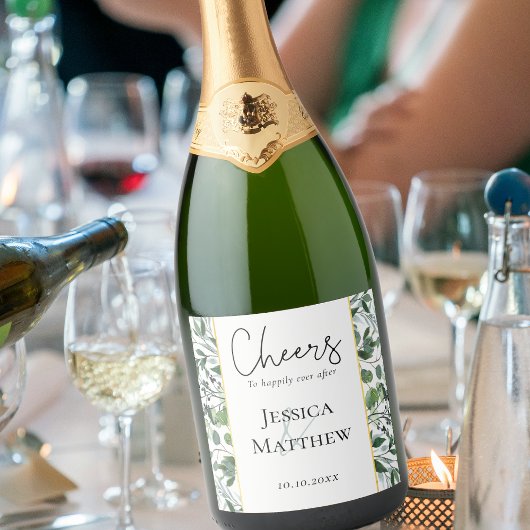 Eucalyptus Sage Green Gold Mariage Vin Étiquette