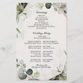 Eucalyptus Sage Green Programme de mariage moderne (Dos)