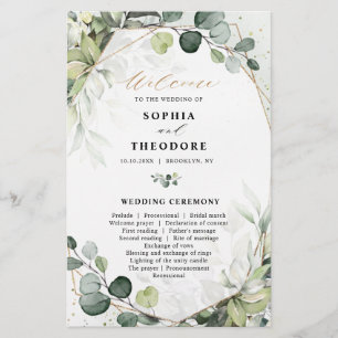 Eucalyptus Sage Green Programme de mariage moderne