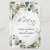 Eucalyptus Sage Green Programme de mariage moderne (Devant / Derrière)