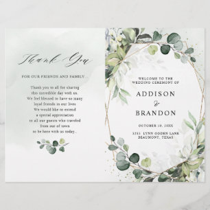 Eucalyptus Sage Green Programme de mariage moderne