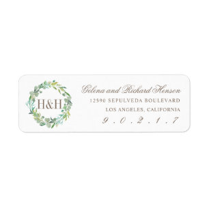 Eucalyptus Sage Green Waterverf Floral Monogram Etiket