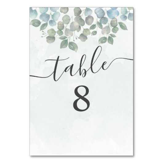 Eucalyptus Sage Green Wedding Table Kaart (Voorkant)