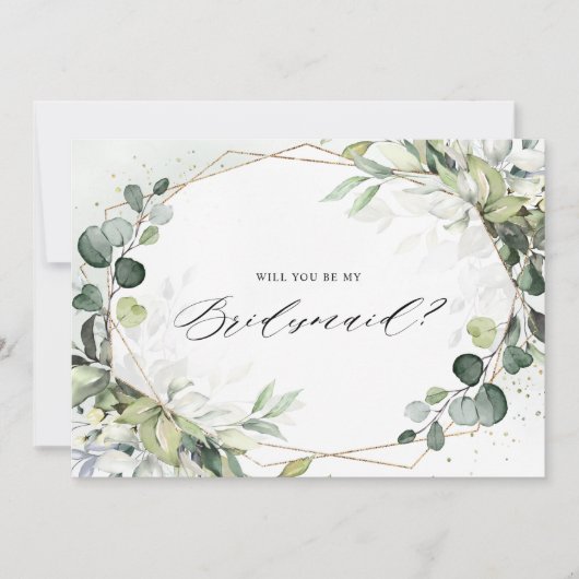 Eucalyptus Sage Greenery Bridesmaid Voorstel Kaart (Voorkant)