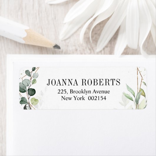 Eucalyptus Sage Greenery Modern Geometric Address Etiket (Insitu)