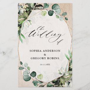 Eucalyptus Sage Greenery Modern Wedding Programme