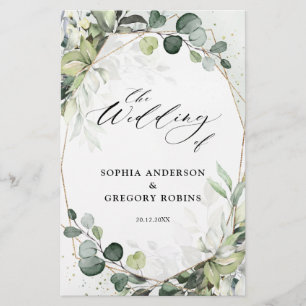 Eucalyptus Sage Greenery Modern Wedding Programme