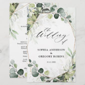 Eucalyptus Sage Greenery Modern Wedding Programme (Voorkant / Achterkant)