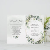 Eucalyptus Sage Greenery Modern Wedding Programme (Staand voorkant)
