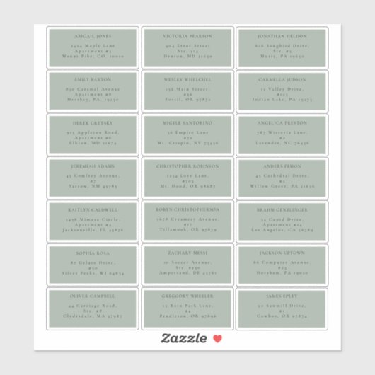 Eucalyptus Sage Groen Bruiloft Gast Adres Label (Vel)