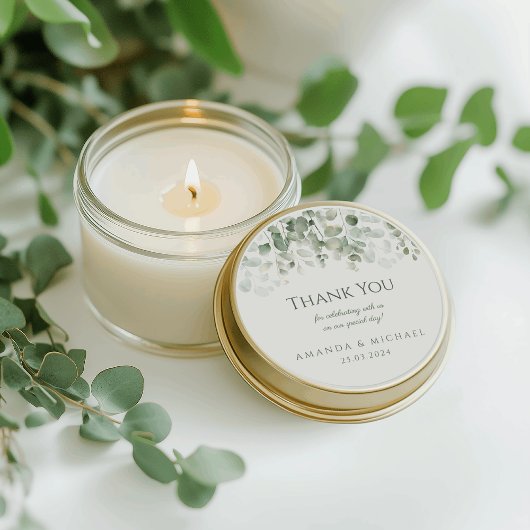 Eucalyptus Sage Groene bruiloft Dank u Ronde Sticker
