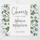 Eucalyptus Sage Groene Gouden Folie Bruiloft Wijn Sparkling Wijnetiket (Enkel label)