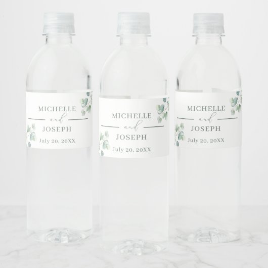 Eucalyptus Sage Groene Waterverf Huwelijk Waterfles Etiket (Flessen)
