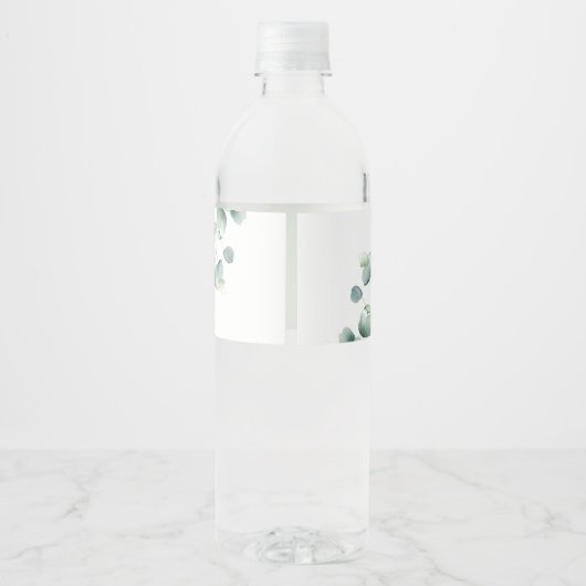 Eucalyptus Sage Groene Waterverf Huwelijk Waterfles Etiket (Achterkant)