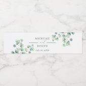Eucalyptus Sage Groene Waterverf Huwelijk Waterfles Etiket (Enkel label)