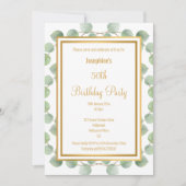EUCALYPTUS SAGE OR VERT ANNIVERSAIRE INVITATION (Devant)