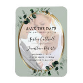 Eucalyptus Sage Photo Weddenschap Save the Date Ma Magneet (Verticaal)