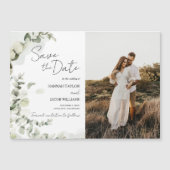 Eucalyptus Sage Photo Weddenschap Save the Date Magnetische Uitnodiging (Voorkant)