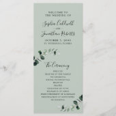 Eucalyptus Sage Romantic Calligraphy Wedding Programma (Voorkant)