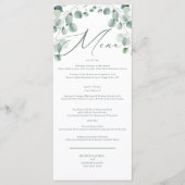 Eucalyptus Sage Vert Aquarelle Menu Mariage (Devant)