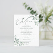 Eucalyptus Sage Vert Aquarelle Menu Mariage (Debout devant)