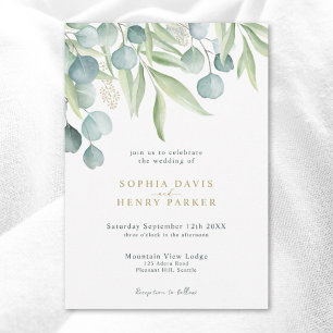 Eucalyptus Sage Waterverf Greenery Wedding Invita Kaart