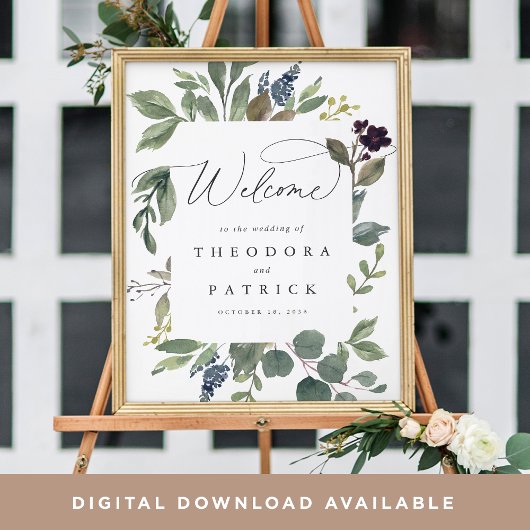 Eucalyptus & Sage Wedding Welkom Teken Poster