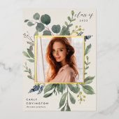 Eucalyptus & Salie Folie Afstudeeruitnodiging Uitnodiging (Voorkant)