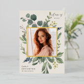 Eucalyptus & Salie Folie Afstudeeruitnodiging Uitnodiging (Staand Voorkant)