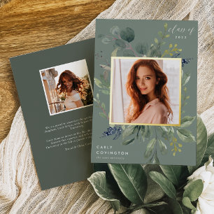 Eucalyptus & Salie Folie Afstudeeruitnodiging Uitnodiging