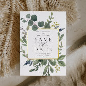 Eucalyptus & Salie Folie Save the Date Kaart