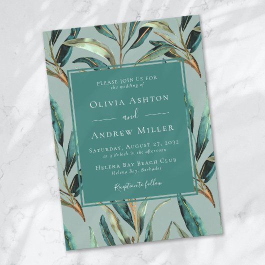 Eucalyptus Salie Groen Goud Elegante Huwelijk Kaart