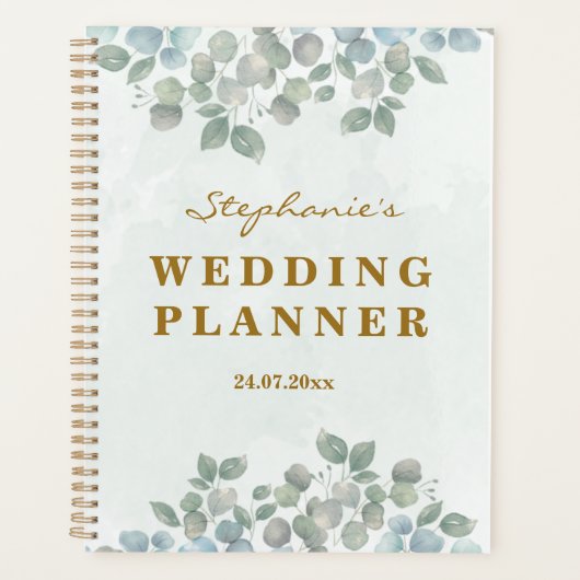 Eucalyptus salie groen waterverf planner (Voorkant)