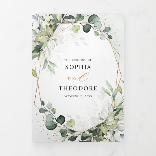 Eucalyptus Salie Groenery Moderne Geometrische Tro Drieluik Aankondiging (Cover)