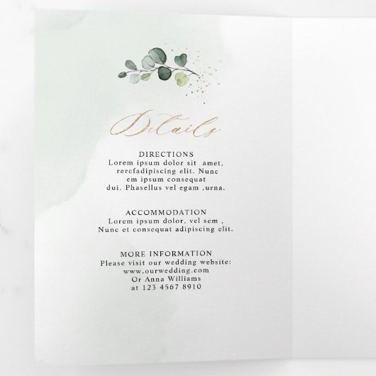 Eucalyptus Salie Groenery Moderne Geometrische Tro Drieluik Aankondiging (Binnenzijde eerst)