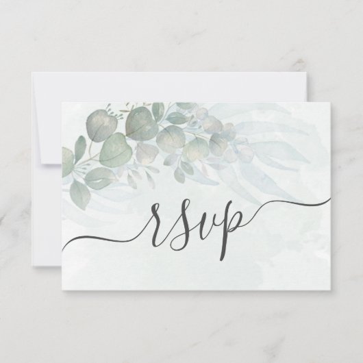 Eucalyptus sauge vert mariage RSVP (Devant)