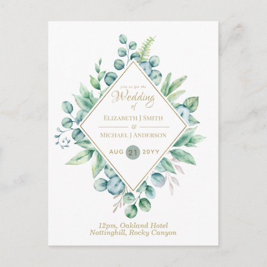 Eucalyptus Save Date, Weddenschap nodigt RSVP uit Briefkaart (Voorkant)
