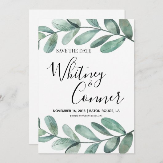 Eucalyptus Save the Date (Voorkant / Achterkant)