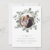 Eucalyptus Save The Date Foto Bruiloft (Voorkant)