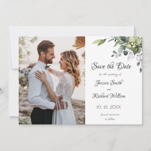 Eucalyptus Save the Date PHOTO Invitation (Voorkant)