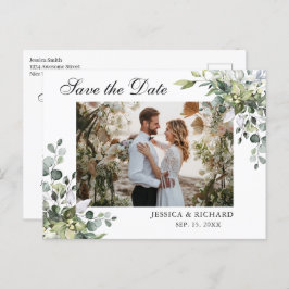 Eucalyptus Save the Date PHOTO Invitation Briefkaa Briefkaart