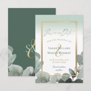 Eucalyptus Save the Date Sage green bruiloft