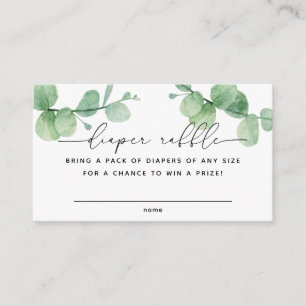 Eucalyptus script Baby shower Luier Raffle ticket Informatiekaartje